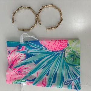 Lilly Pulitzer, large bamboo style gold earrings